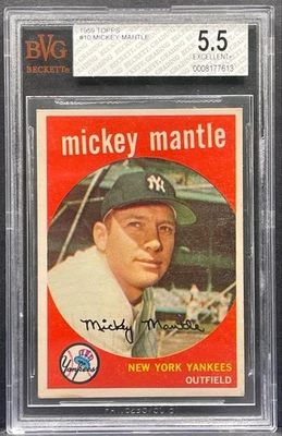 Topps Baseball 1959 #10 Mickey Mantle de colección NY YANKEES HOF CALIFICADO EN MUY BUENA CONDICIÓN 5,5 EX+ Foto 1 de 2