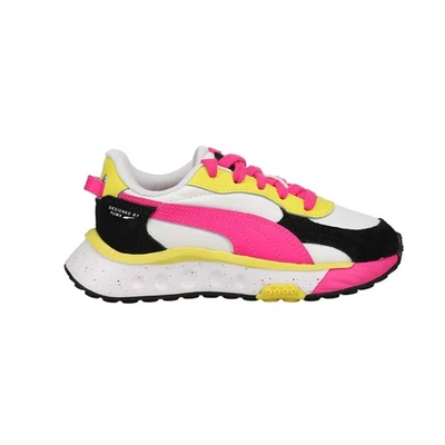 Tênis PUMA Wild Rider Rollin' com cadarço infantil feminino branco sapatos casuais 38444 - Imagem 1 de 4