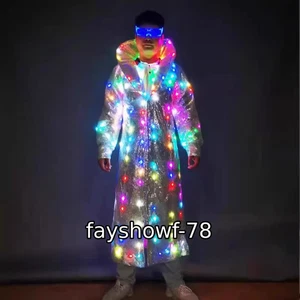 Costume luminoso colorato LED oggetto di scena atmosfera discoteca vestito Halloween soprabito - Foto 1 di 14