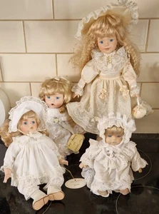 4 VTG 1990's Porcelain Dolls Varying Sizes READ Collectable - Picture 1 of 9
