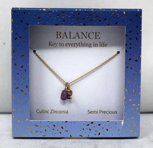 Semi-Precious Cubic Zirconia Balance Necklace Purple 1 Count - Picture 1 of 1