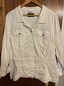 Jeansjacke Damen Miamoda Strech Neu Weiß Strass Größe 50 - Bild 1 von 13