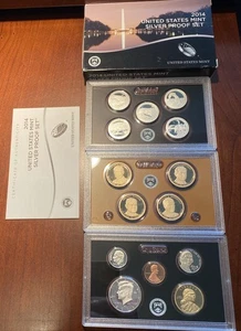 2014 US Mint Silver Proof Set w/COA OGP - 14 Coins - Presidential Dollars - Picture 1 of 1