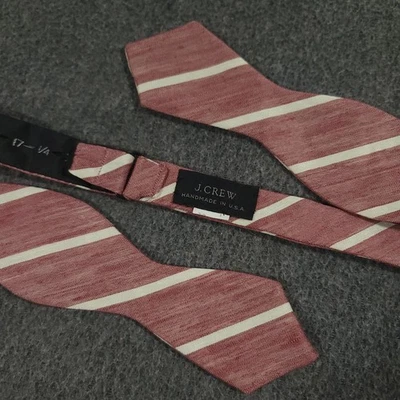 Pajarita J Press Para Hombre Ajustable Seda Rayas Preppy Clásica Formal Roja y Blanca Foto 1 de 2