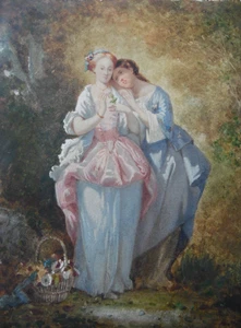 Henry Le Jeune 'Confidences' Portrait of Two Women with flowers Original Antique - Picture 1 of 7