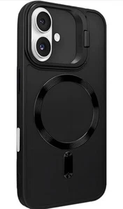For Apple iPhone Case Fit With MagSafe With Camera Cover Kickstand Black 6.1” - Picture 1 of 5