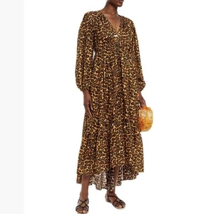 ZIMMERMANN Leopard Dress, Size 1 - S, Amelie Maxi Crepe de Chine Animal Print - Picture 1 of 20