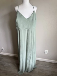 Birdy Gray Pistachio Green Chiffon Devin Bridesmaids Dress Womens Curve 1X - Picture 1 of 8