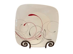 Corelle Splendor Piatti Quadrati Artistici Rosso Grigio Swirl 10 1/2" Set di 4 - Foto 1 di 4