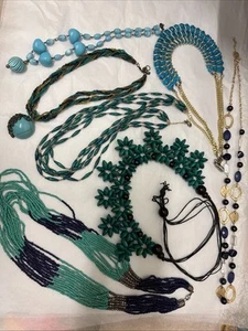 Bulk Costume Jewellery Mixed Lot Bundle, Blue And Green Tones - Picture 1 of 17