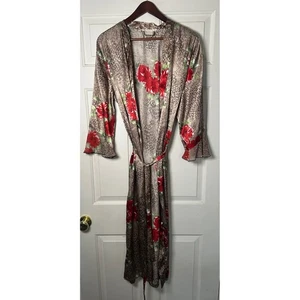 Vintage California Dynasty Damen Leopard Rosenmuster Kimono Morgenmantel Extra Large XL - Bild 1 von 5