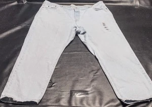 Pantalones de mezclilla Levis 501 con botones de pierna recta tiro alto desteñidos talla 22W - Imagen 1 de 6