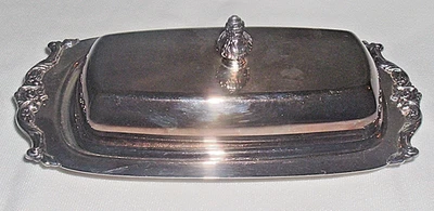 PLATO DE MANTEQUILLA WALLACE PLATEADO de colección cubierto 1/4 lb con inserto de vidrio 3 ~ flores Foto 1 de 4