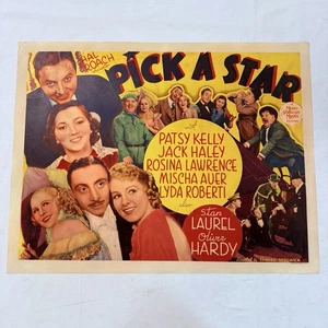 1937 Pick A Star Original 22x28 Filmplakat Laurel & Hardy Leinenrücken - Bild 1 von 7