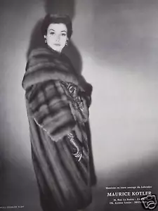 PUBLICITÉ FOURRURES MAURICE KOTLER MANTEAU VISON SAUVAGE DU LABRADOR - Picture 1 of 1