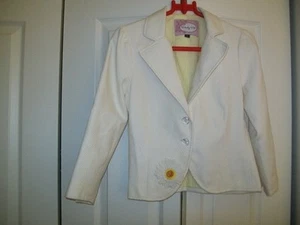 WENDY HIL YELLOW AND WHITE 100% SILK BLAZER--4 - Picture 1 of 1