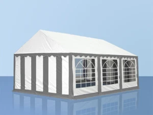 4x6m PVC Partyzelt Bierzelt Zelt Gartenzelt Festzelt Pavillon grau-weiß NEU - Bild 1 von 7