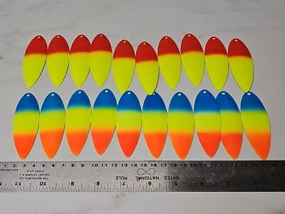20 Pack Willow Leaf Spinner Blades - NEON 2 Tone. 8.5cm X 3cm - Image 1 of 3