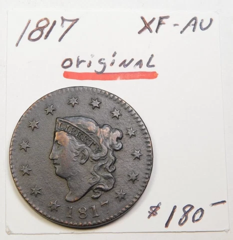 1817 100% ORIGINAL! XF - AU CORONET HEAD LARGE CENT   226 years old!!!!!!!!!!!⭐⭐ Cover