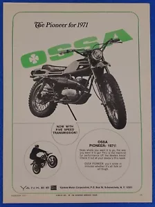 1971 OSSA PIONEER CLASSIC MOTORRAD PRINT WERBUNG "GET WHERE YOU WANT TO GO" SPANIEN - Bild 1 von 1