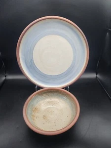 Buck Pottery Gruene Texas Servierplatte/Teller und Servierschale Handarbeit signiert - Bild 1 von 13