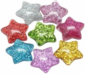 5 Stern Cabochons Flatbacks Glitzer 16 mm Resin Flat Backs sortiert Posten Mix - Bild 1 von 1