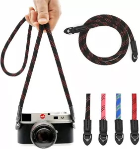 Camera Strap Vintage 100cm Nylon Climbing Rope Neck Shoulder Strap RED/BLACK - Picture 1 of 9