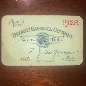 RARE 1928 Detroit Tigers Annual Pass to Navin Field baseball ticket RARE - Picture 1 of 2