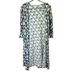 LuLaRoe Sarah langer Staubmantel-Cardigan geometrischer Druck vorne offen Damen S - Bild 1 von 6