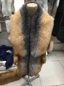 Whole pelt Real Fox Fur Shawl Stole Wrap Scarf Coat Jacket Collar Neck Warmer - Picture 1 of 19