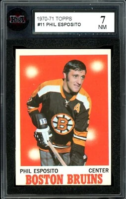 1970-71 TOPPS HOCKEY NHL Hockey #11 Phil Esposito HOF KSA 7 NM Boston Bruins - Image 1 of 2