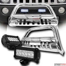 Ss Chrome Bull Bar Grille Guard+36W CREE LED Fog Lights For 05/06-10 Hummer H3