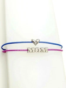 NEW Authentic KENDRA SCOTT Silver Purple Mix Heart Mom Friendship Bracelet - Picture 1 of 2