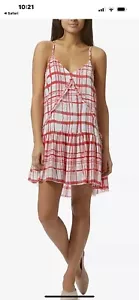 Avec Les Filles | Plaid Windowpane Grid Check Mini Dress White Red S - Picture 1 of 6