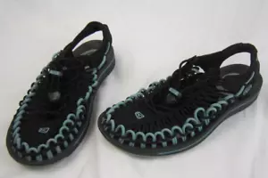 Keen Uneek Black & Light Blue Cord Hiking Sport Sandals 1013092 Women’s Size 9 - Picture 1 of 13