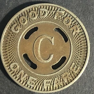 Canton City Lines Inc. "C" G/F One Fare Messing Transit Medaille - 22,74 mm - Bild 1 von 3