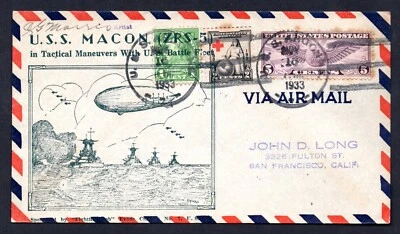 US 1933 ZEPPELIN U.S.S. MACON IN TACTICAL MANEUVERS OF NAVY BATTLE FLEET - Image 1 of 2