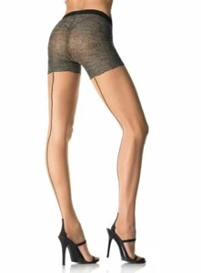 Leg Avenue 7211 Backseam Cuban Heel Sheer Tights With Lace Panty - Picture 1 of 1
