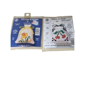 2 new cherries & Daffodil Counted cross stitch embroidery potpourri bag - Picture 1 of 7