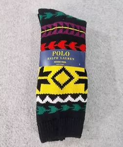 Polo Ralph Lauren Thick Boot Socks Merino Wool Womens Shoe Size 4-10.5 Black - Picture 1 of 6