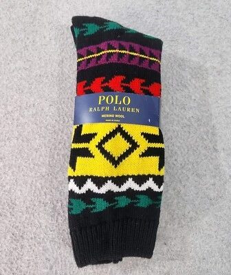 Polo Ralph Lauren Botas Gruesas Calcetines Lana Merino Mujer Zapato Talla 4-10.5 Negro Foto 1 de 4