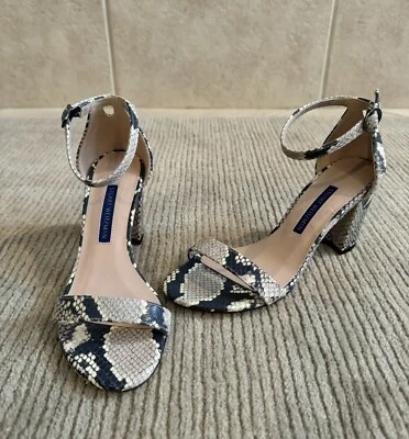 Stuart Weitzman Women's Roccia Snakeskin Ankle-Strap High Heel Sandals Size 4.5 - Image 1 of 4