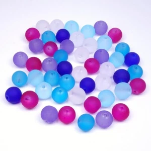 Glasperlen Perlen Farbmix Ice 4mm 6mm 8mm 10mm gefrostet matt Schmuck Basteln - Bild 1 von 6