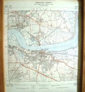 OS Sheet Ideal For Framing LONDON - Tilbury Grays Thurrock Gravesend  Northfleet - Picture 1 of 1