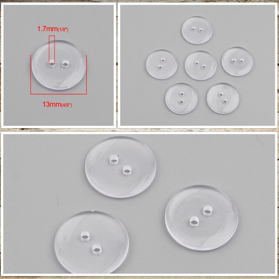 5) 10 Knöpfe Wäscheknöpfe Kunststoff 13 mm 1,3 cm transparent Basteln Bettwäsche - Bild 1 von 1