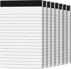 8 Pack Note Pads 4X6 Inch Paper of White Small Notepads for Work Study Lined - Picture 1 of 12