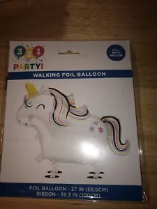 Unicorn Walking Pet Foil Balloon Helium Kids Fun Parties Toys NEW - Picture 1 of 3