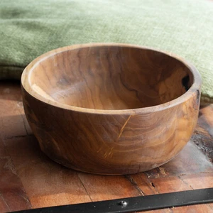Teak Root Table Bowl Antique Rustic Kitchen Food Hand Carved Wood Fruit Snack - Picture 1 of 3