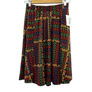 Minigonna LuLaRoe Madison nera multicolore stampa geometrica plissettata linea A taglia XS - Foto 1 di 7