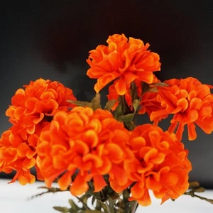 Rote Ringelblume Blumen Busch Poly Seide künstlich 13 Zoll - Bild 1 von 5